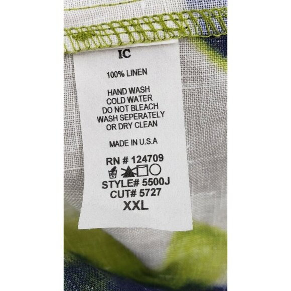 New IC by Connie K Linen Jacket Womens XXL Green Print Lagenlook Art to Wear - Picture 6 of 6
